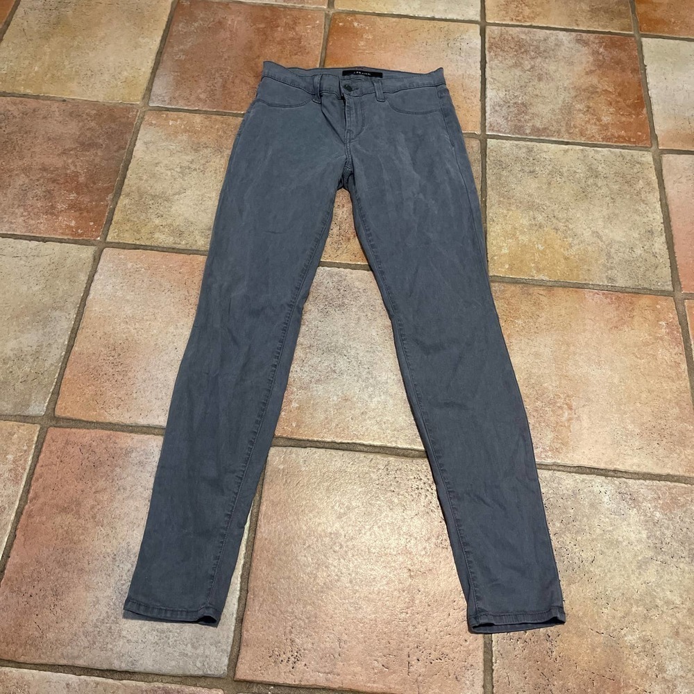 J BRAND SUPER SKINNY BRUSHED COTTON PANT IN ASH GRAY - Picture 2 of 6